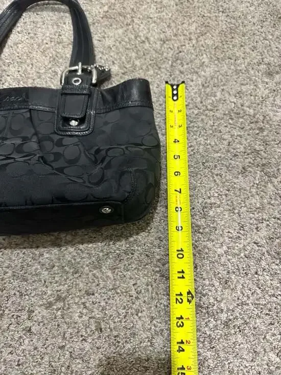 Coach Soho Large Signature Pleated Tote Black Canvas and Leather F13742 - Picture 8 of 12